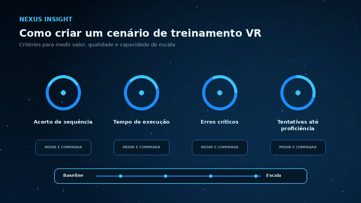 Como criar um cenário de treinamento VR — medicao | Nexus Tecnologia Matriz visual de métricas e critérios para avaliar Como criar um cenário de treinamento VR