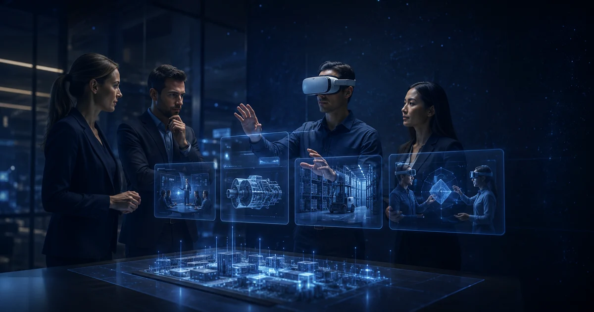 Digital Twin na indústria: do modelo 3D à camada de dados | Nexus Tecnologia Representação de digital twin conectado a dados para Digital Twin na indústria