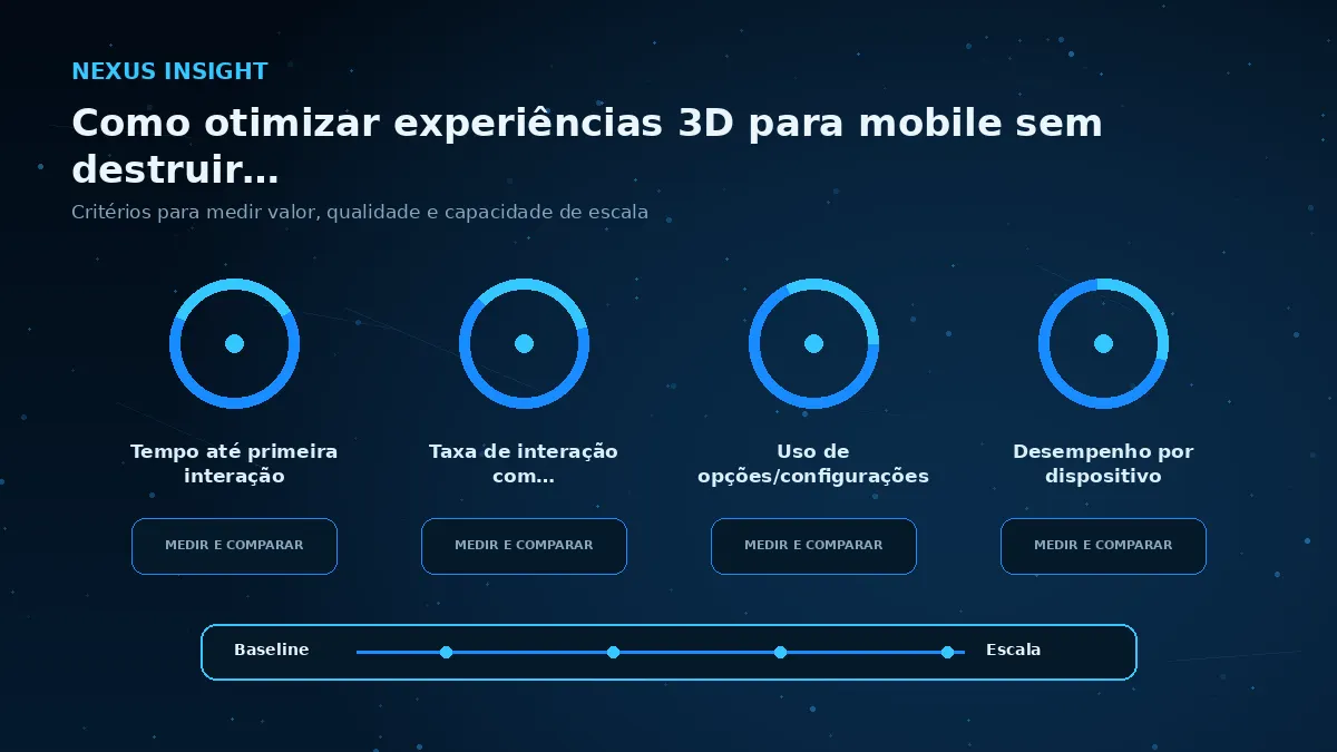 Como otimizar experiências 3D para mobile sem destruir a qualidade visual — medicao | Nexus Tecnologia Matriz visual de métricas e critérios para avaliar Como otimizar experiências 3D para mobile sem destruir a qualidade visual