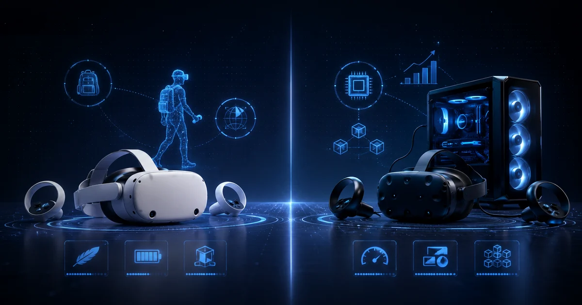Headset standalone ou PC VR? Como escolher para um projeto corporativo | Nexus Tecnologia Aplicação corporativa de realidade virtual relacionada a Headset standalone ou PC VR