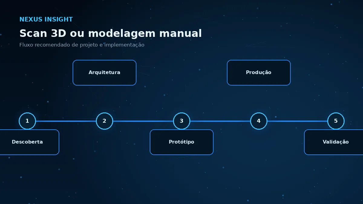 Scan 3D ou modelagem manual — processo | Nexus Tecnologia Fluxo de implementação e decisões para Scan 3D ou modelagem manual